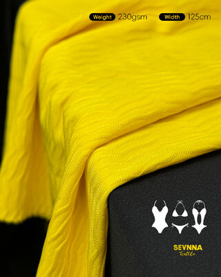 Premium Textured Swim Fabric with 85% Recycled Polyester + 15% Spandex, 125cm Width, and High Durability for Swimwear