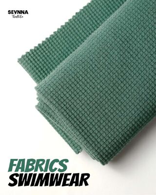 Ύφασμα μαγιό με υφή και υψηλή ελαστικότητα με 95% οργανικό βαμβάκι και 5% σπαντέξ για υψηλή αντοχή χρώματος